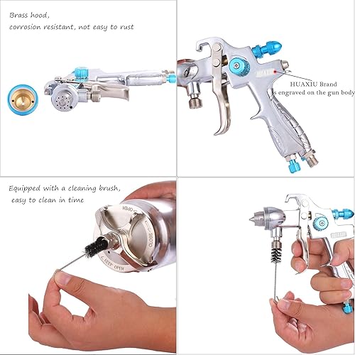 Miniatura 5 de Pistola de pulverización profesional de alimentación de sifón HVLP, 1000 cc, taza de pintura antigoteo con punta de boquilla, tamaño de 0.067 in