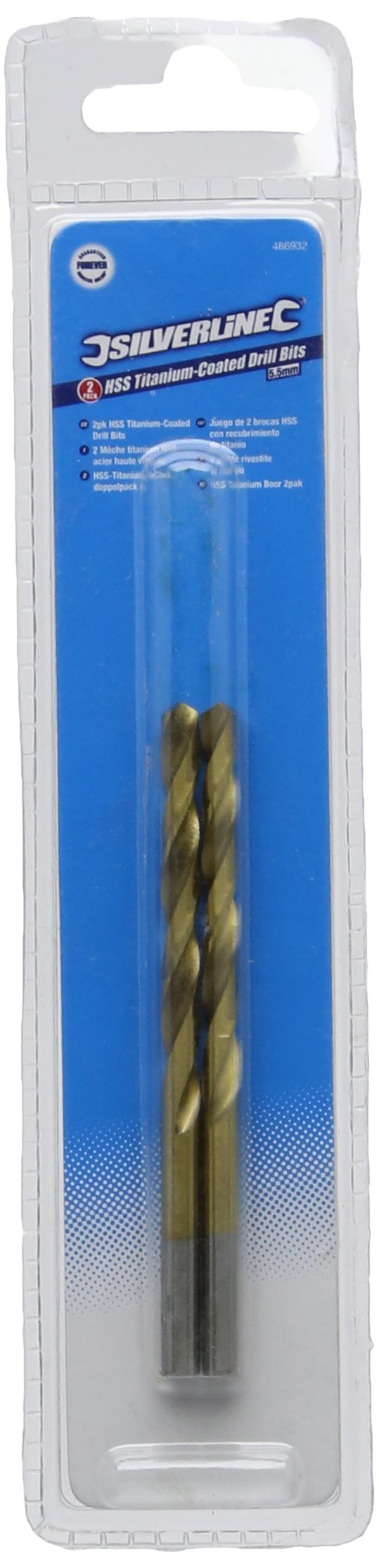 Silverline 486932 Hss Titanium-Coated Drill Bits 2Pk 5.5 Mm