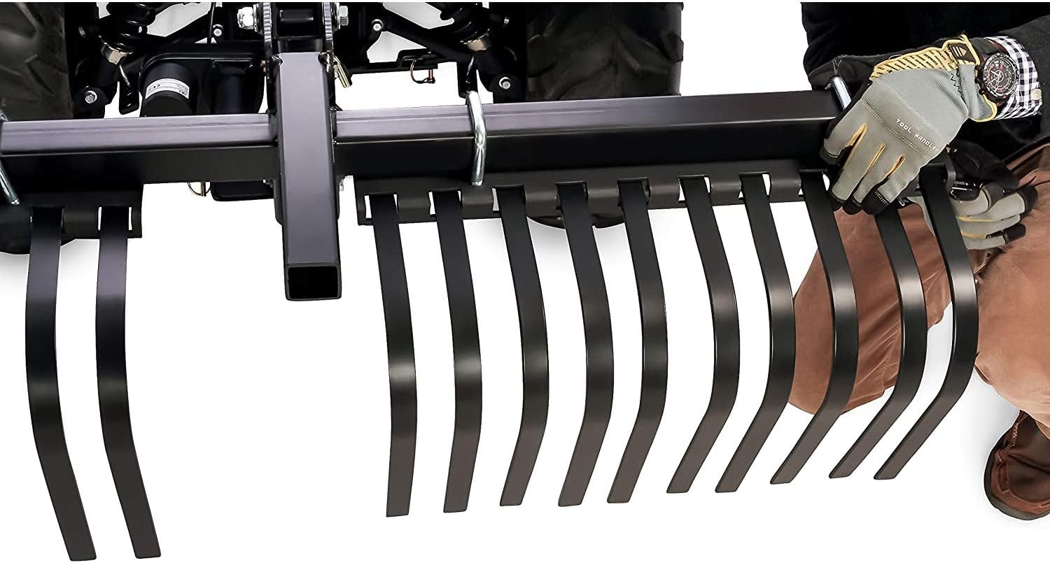 Camco Black Boar ATV/UTV Landscape Rake Implement for Removal of Rock, Grass Clumps and Debris, Prep for Seeding, Cultivate, Establish Food Plot, Maintain Land (66002)