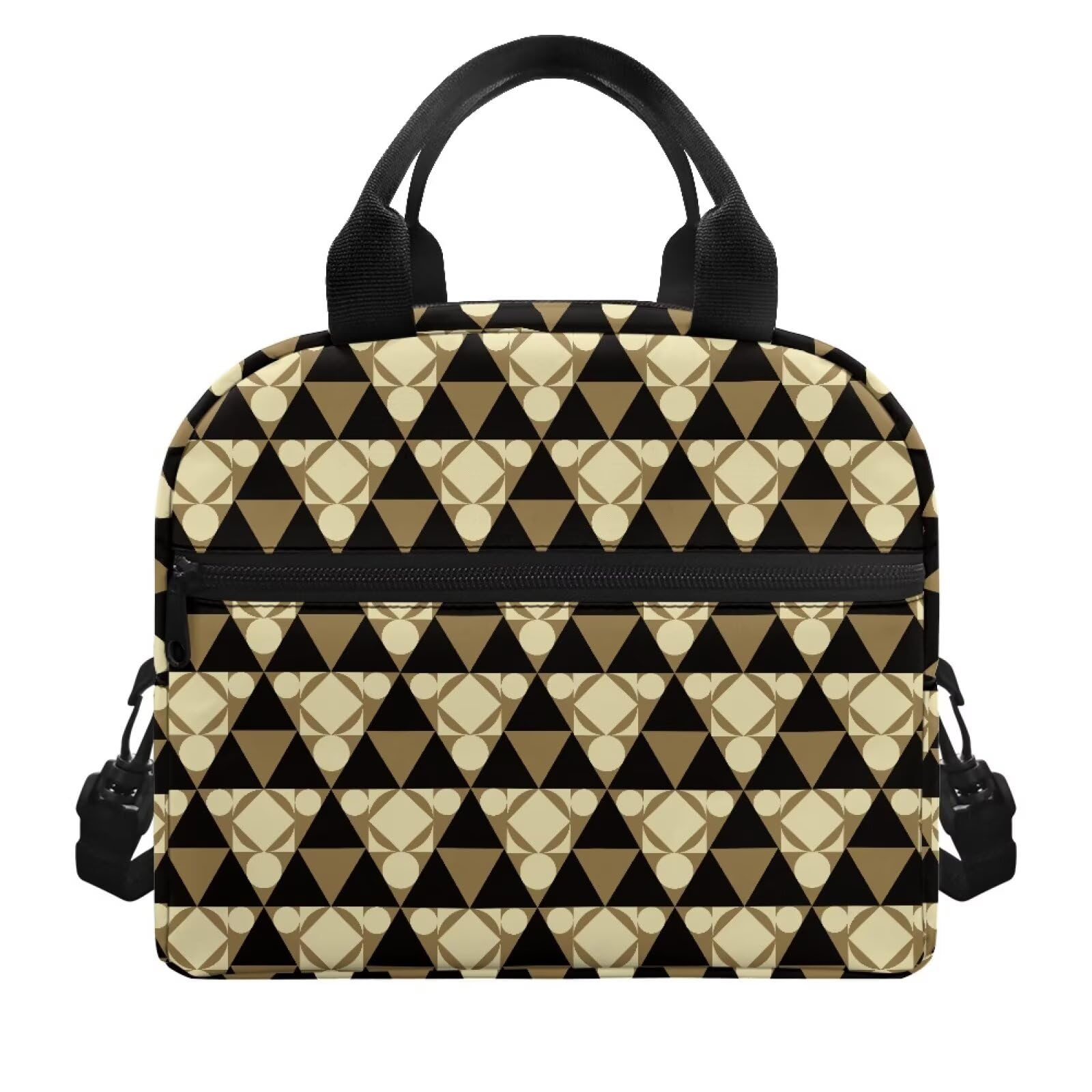 Yexignaon Insulated Lunch Box Adults for Work Geometric Lunch Bag for Women Men Portable Food Carriers Bag with Adjustable Shoulder Strap