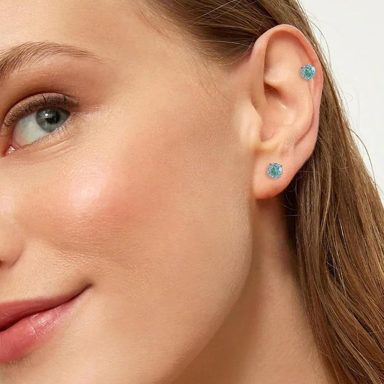 20G Flat Back Earrings for Women 316L Titanium Steel Screw Back Stud Earrings Rose Cut Cubic Zirconia Small Cartilage Earring Hypoallergenic for Sensitive Ears Everyday Wear - Image 3