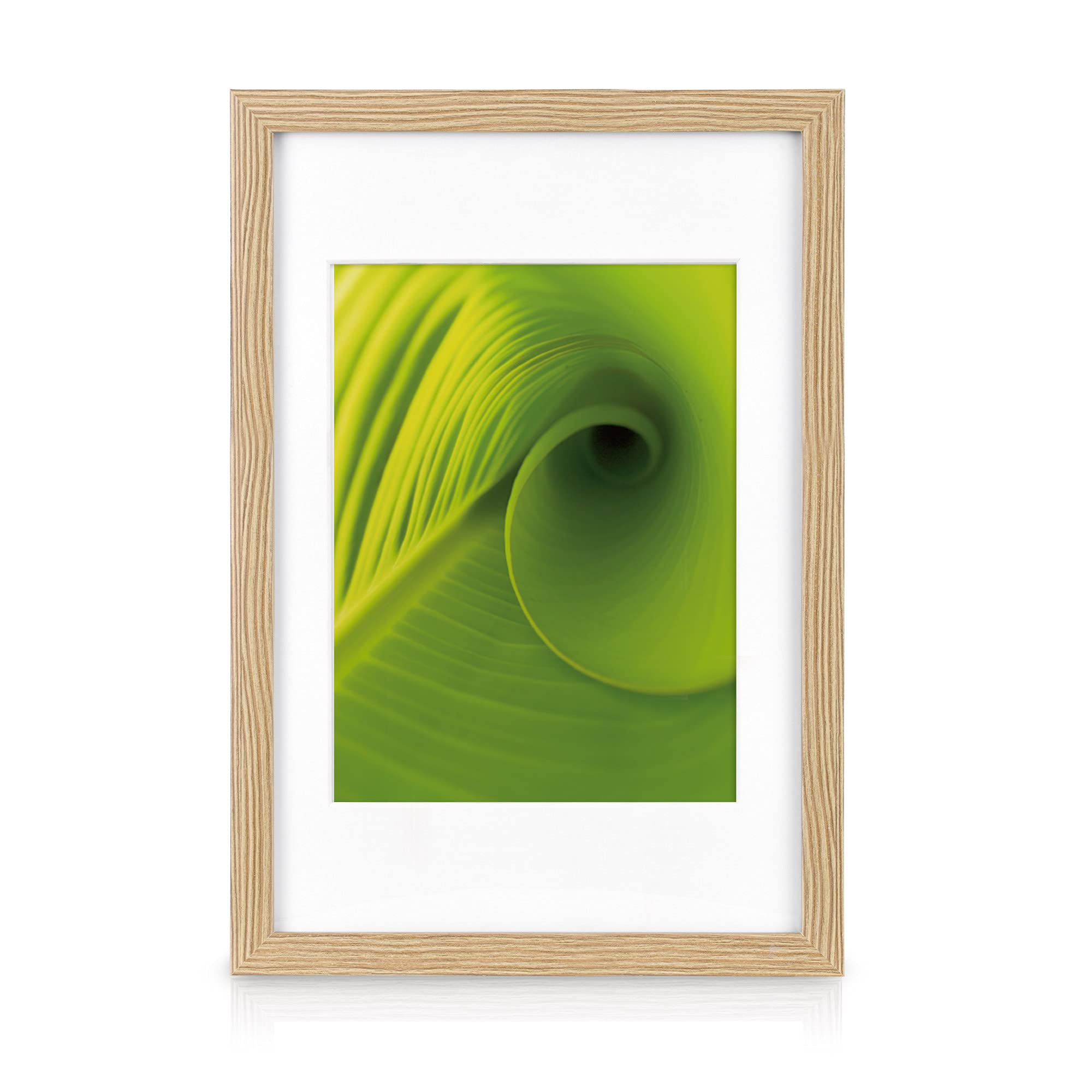 bomoe Juego de Marcos de Fotos 24 Piezas con Paspartú de Madera Cristal | 10x10,5x15cm 8x13x18cm 4x15x20cm 2x20x30cm roble cristal de plástico mural Decoración Marco pared collage Nature