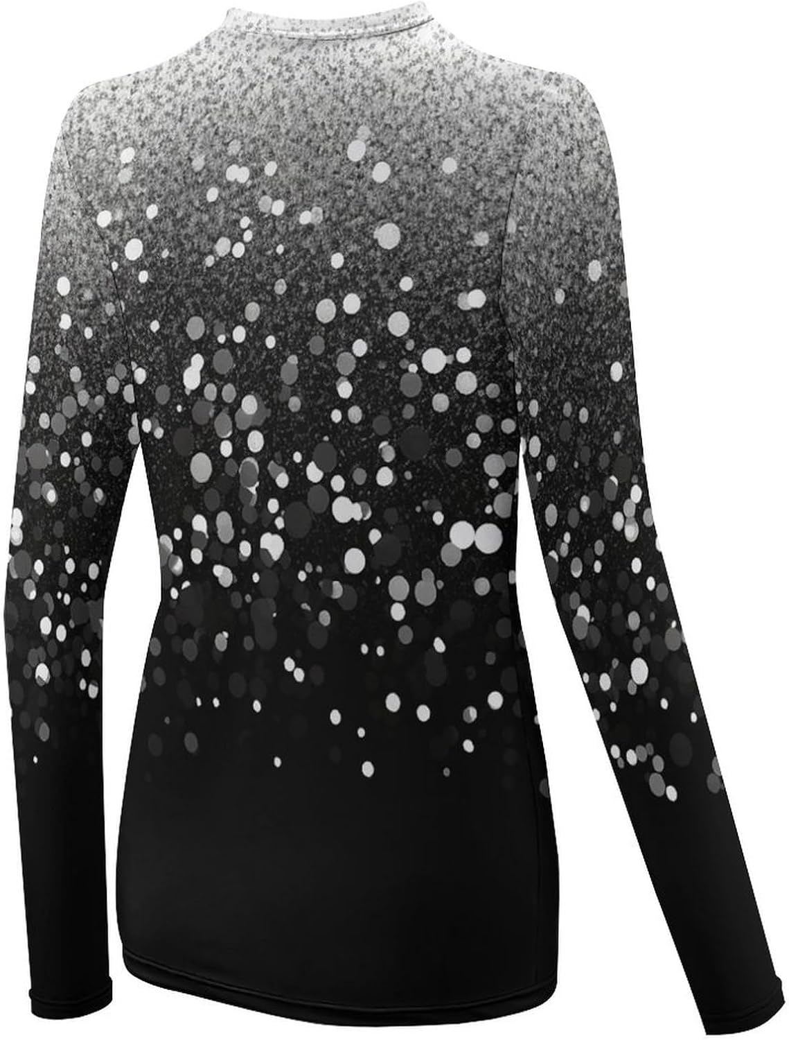 UPF 50+ Womens Sun Protection Shirts UV SPF T-Shirts Black White Glitter Long Sleeve Rash Guard Athletic Tops-