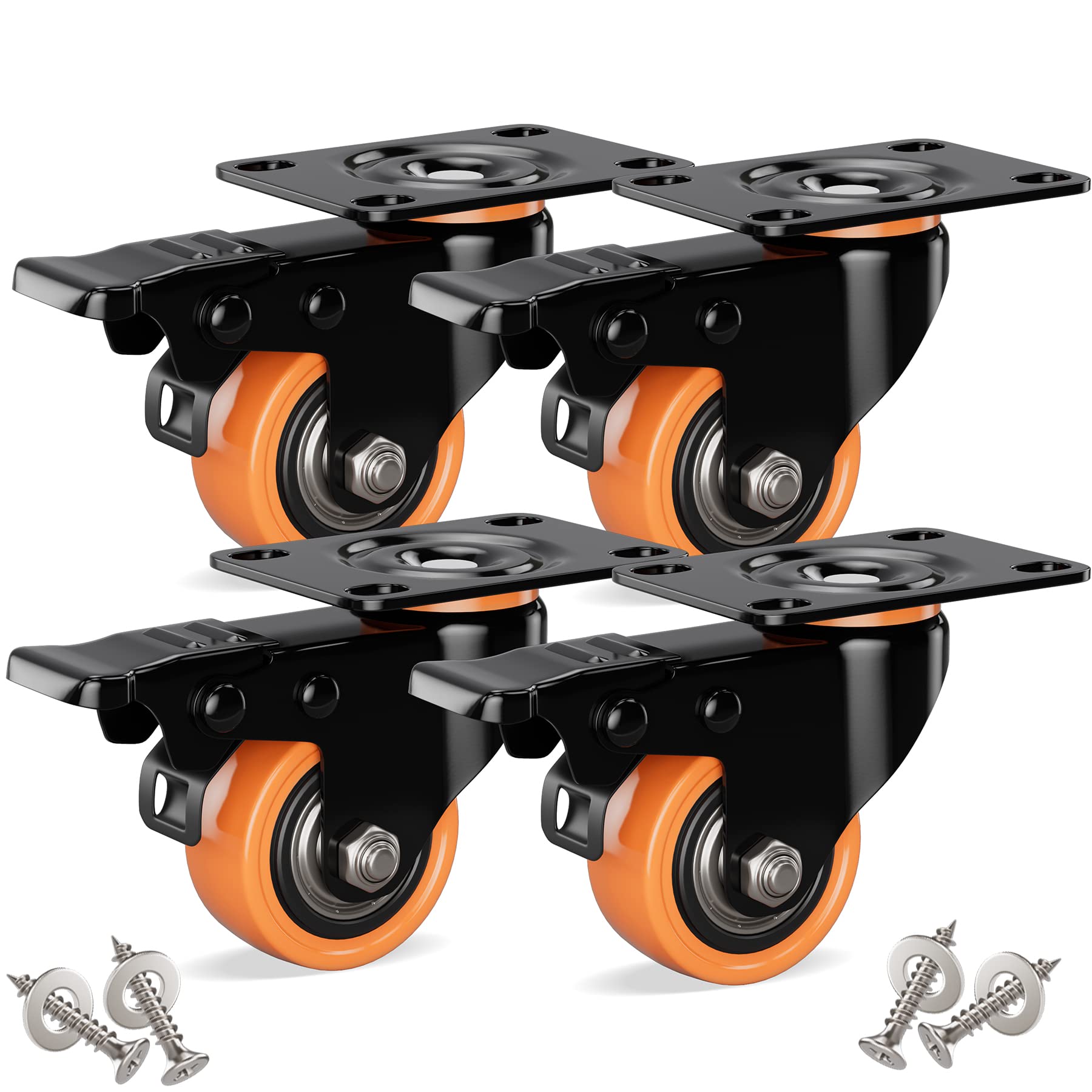 Ruote Industriali Da 200 Mm | Con Freni | Portata 1000 Kg | In Gomma Per Carrelli E Mobili - Foto 3