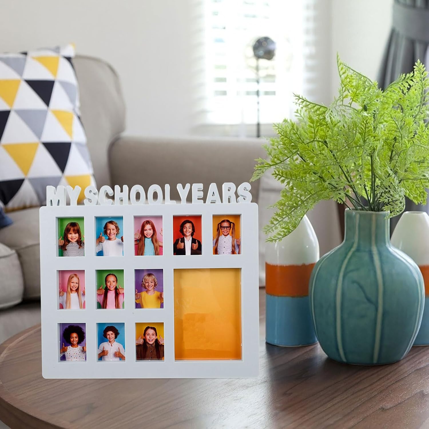 School Years Photo Collage Frame for Children, Blue Plastic