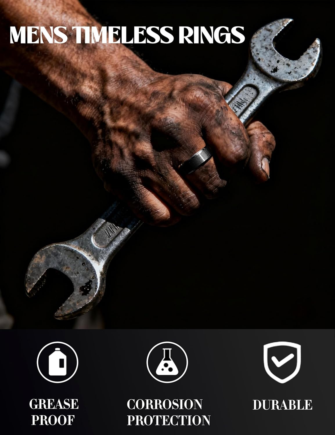 Jstyle Tungsten Mens Wedding Band 8MM Wedding Ring for Men Matte Surface - Beveled Polished Edge Anniversary Promise Rings, Men Ring Jewelry Comfort Fit Size 6-14 - Image 4