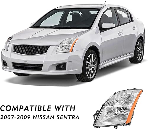 Miniatura 7 de TUSDAR Juego de montaje de faros delanteros para Nissan Sentra 2007 2008 2009 4 puertas de repuesto halógeno para lado del conductor y pasajero