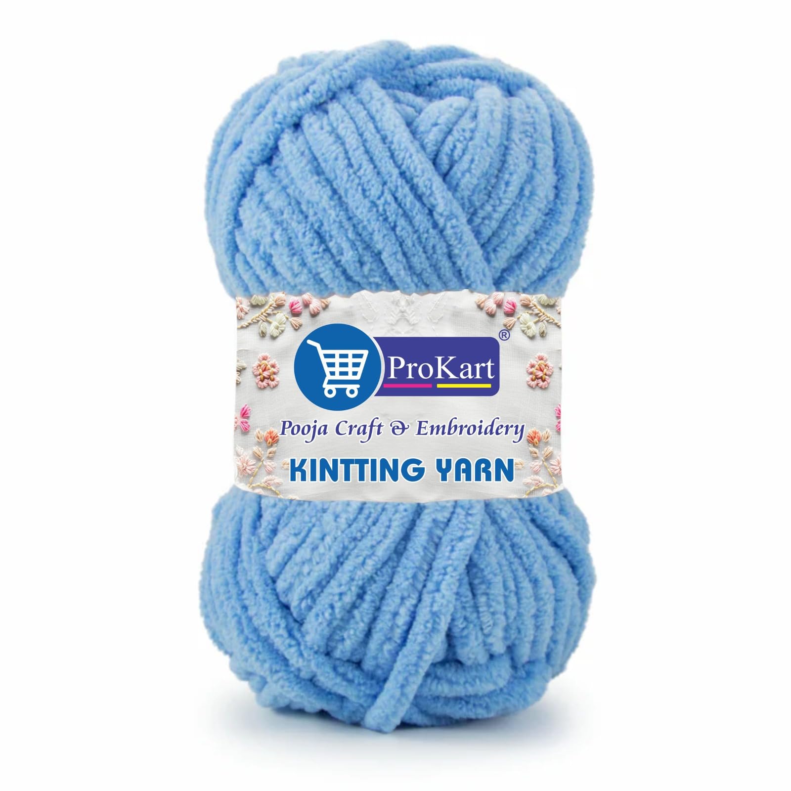 ProKart Premium Blankie Wool, Plush & Cuddly, Chenille Yarn Supersoft Hand Knitting Wool Ball | Blanket Thick/Mottu Yarn Ball Suitable for Hand Knitting and Crocheting for Baby, Adult, Sweaters, caps, Throws, Home Furnishing, Scarves, Blankets (Sky Blue-BLK019, 100gms x 1 Pack)