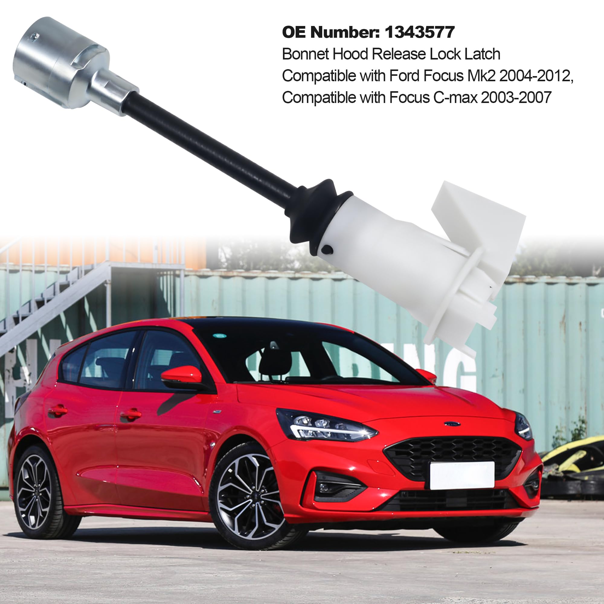 1343577 Kit di riparazione per serratura del cofano compatibile con Ford Focus MK2 2004 2005 2006 2007 2008 2009 2010 2011 2012 Focus C-MAX 2003 2004 2005 2006 2007 Rilascio cofano cofano
