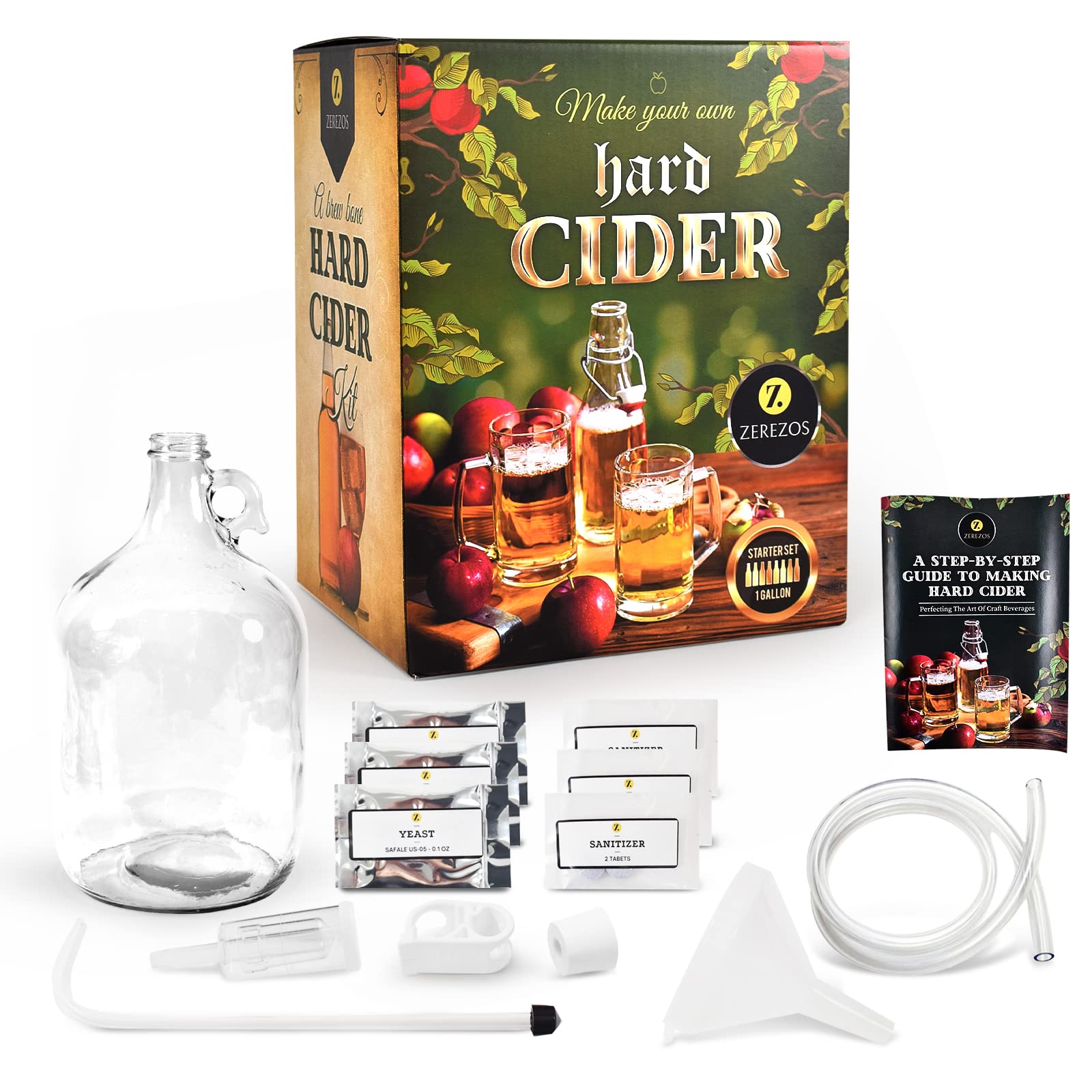 Buy Hard Apple Cider Brewing Kit with Glass Fermenter, Natural Ingredients with Reusable