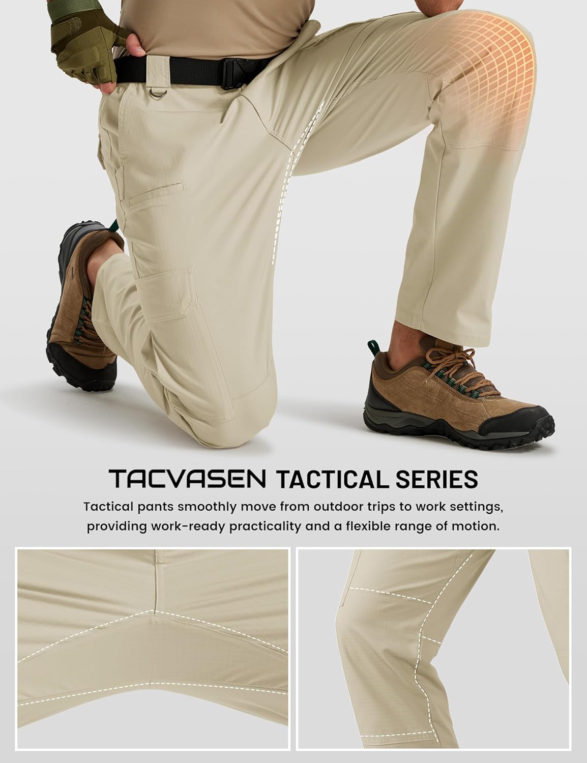 TACVASEN Men's Tactical Pants Water Resistant Ripstop Cargo Work Pants Lightweight Hiking EDC Outdoor with Pockets
