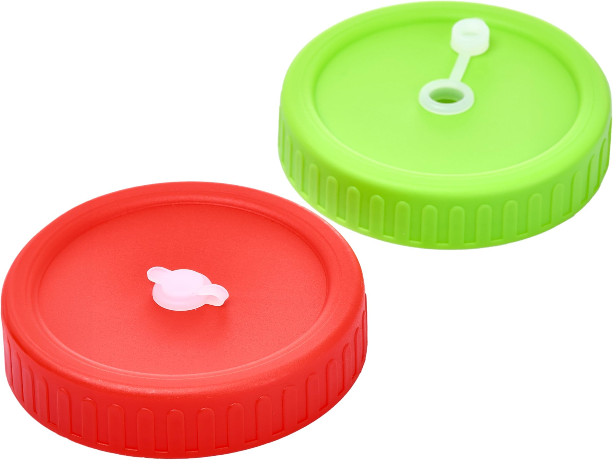 Nourished Essentials 2-Pack Fermentation Container Lids - 3.4-Inch Fermenting Jar Weights with Airlock Technology - Vacuum-Sealed Wide Mouth Mason Jar Lids - Pickling and Fermentation Kit - Red/Green