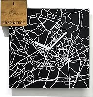 Vista 9 de Modern Wall Clock - Black Aluminum with Silver Fiber Laser Engraving - Square - Contemporary Design - Personalized City Map - Home Town - Location