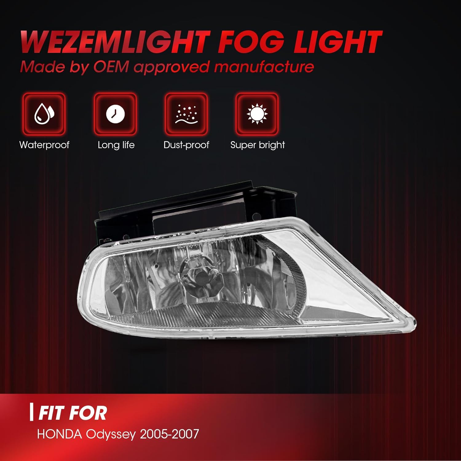 Fog Lights Assembly Compatible With HONDA Odyssey 2005-2007 Included Switch And Wiring Kit OEM Part Number:08V31-SHJ-1M0A1, 08V31-SHJ-1M0A2(Clear Lens)