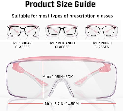 Miniatura 9 de MORK&SUKY Gafas de seguridad que se ajustan a los anteojos recetados, certificado ANSI Z87, protección ocular antivaho para hombres y mujeres.