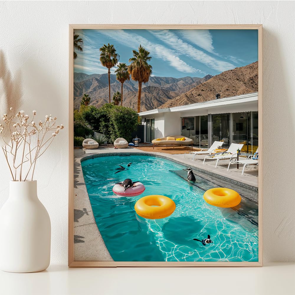 Amazon.com: Spring Break Mid-century Modern Poolside 11x14 Framed
