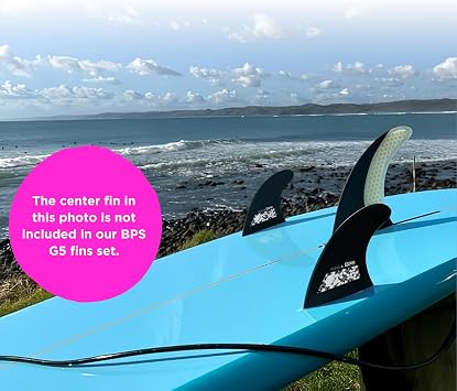 BPS Fiberglass Reinforced Surboard Fins - 3 Thruster Fins Set (FCS G5 M5 Style) Future Fins, with FCS Screws and Hex Key