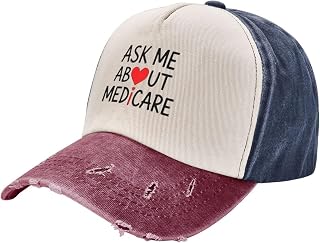 Ask Me About Medicare Washed Denim Baseball Cap Health Insurance Consultant Dad Hat with Buckle Adjustable Strap Unisex Cap