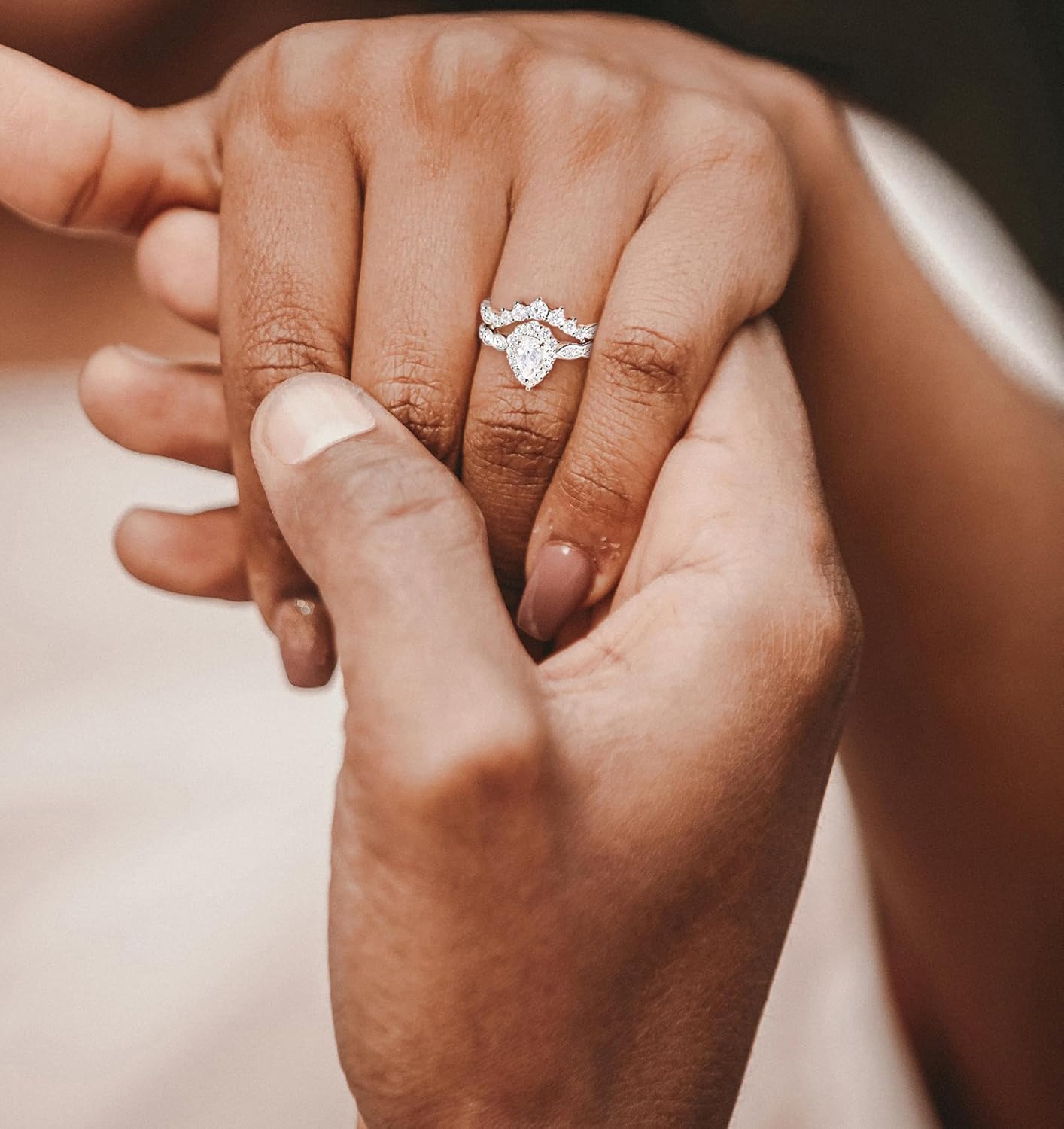 TIGRADE 1CT Bridal Ring Sets Teardrop Wedding Band Vintage Pear Cubic Zirconia Engagement Ring Halo CZ Promise Ring Gift for Women Size 3-12.5 - Image 5