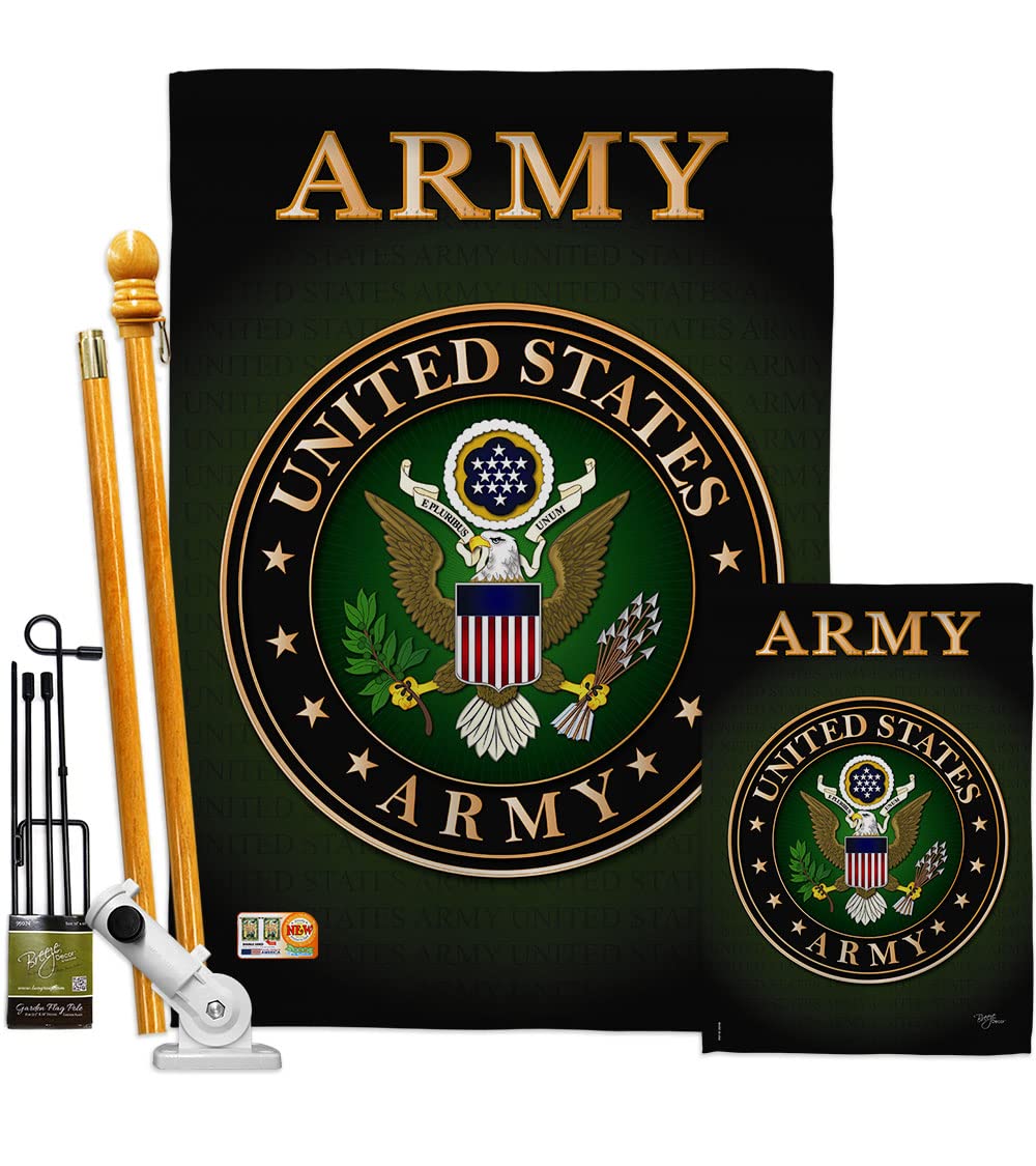 Breeze Decor Army Garden House Flag Kit Kit Forces Armed Forces Rangers United States American Military Veteran Emerytura Oficjalna dekoracja baner mały prezent na podwórko dwustronny, 1 x 1 x, Made in USA