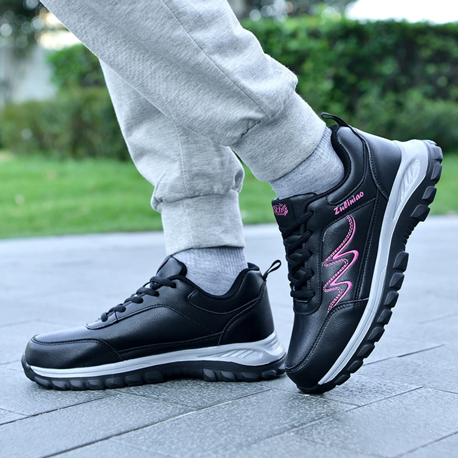 Scarpe Sportive da Donna Autunno Piatte Antiscivolo Impermeabili con Lacci Design Semplice con Struttura in Stile Casual (39)