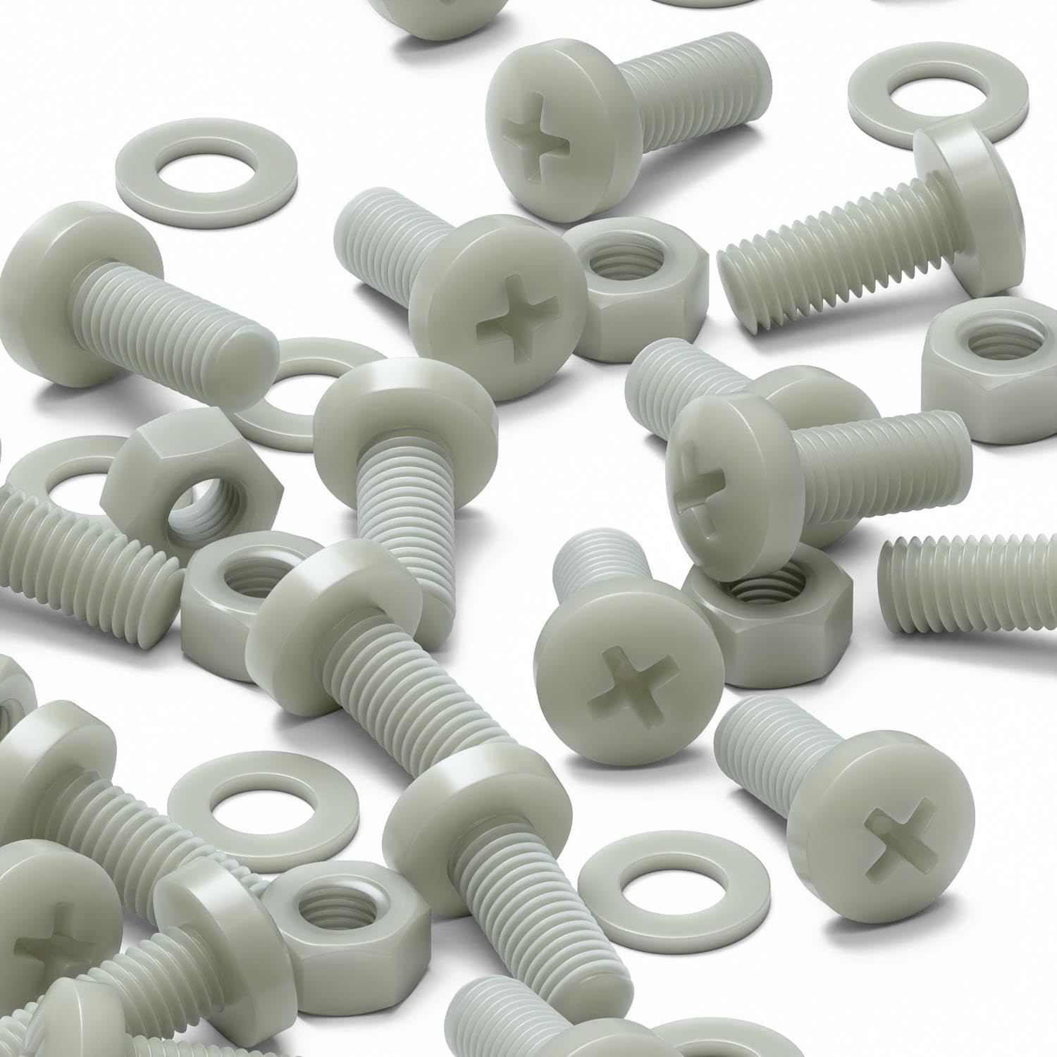 50x vis nylon renforcé fibre de verre M8 x 20mm + écrous/rondelles