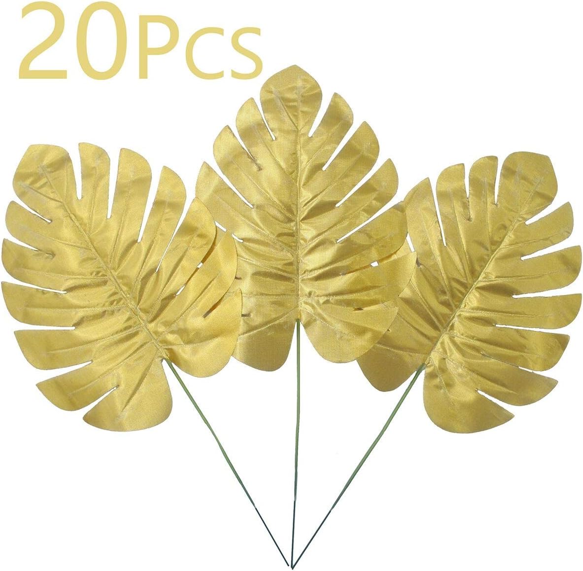 Warmter 20 Pcs Golden Palm Fronds Tropical Palm Leaves Palm Tree Leaves Artificial for Wedding Party Decoration