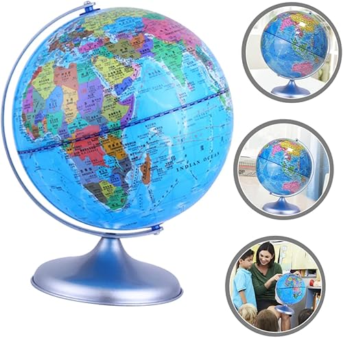 Miniatura 7 de HOMSFOU Decoración de globo de geografía para decoración de escritorio, globo del mundo, globo giratorio, globos del mundo con soporte de