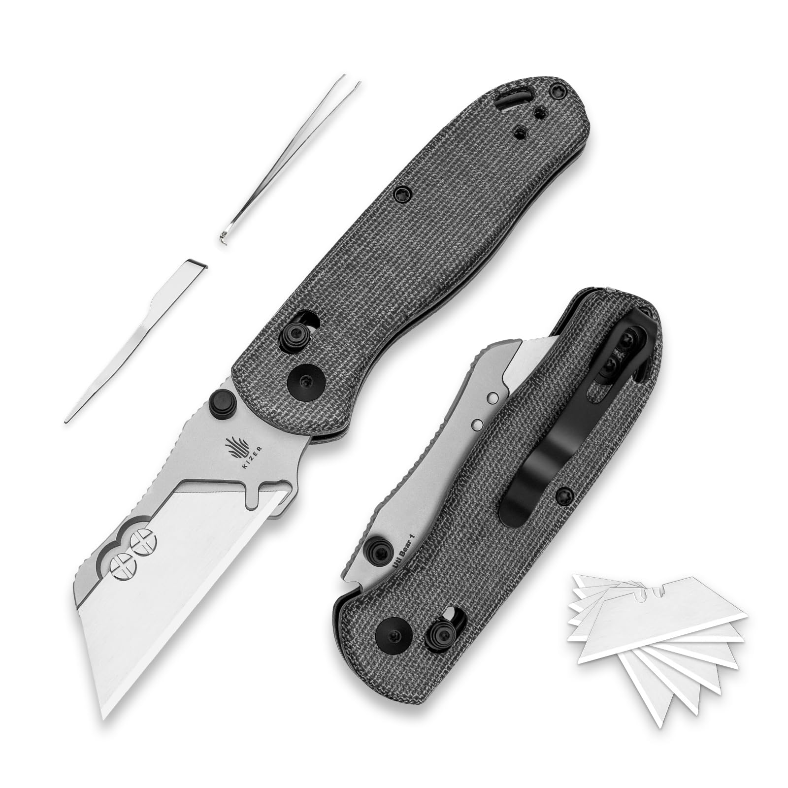 Kizer Uti Bear Dual-screw Folding Utility Knife Clutch Lock Box Cutter