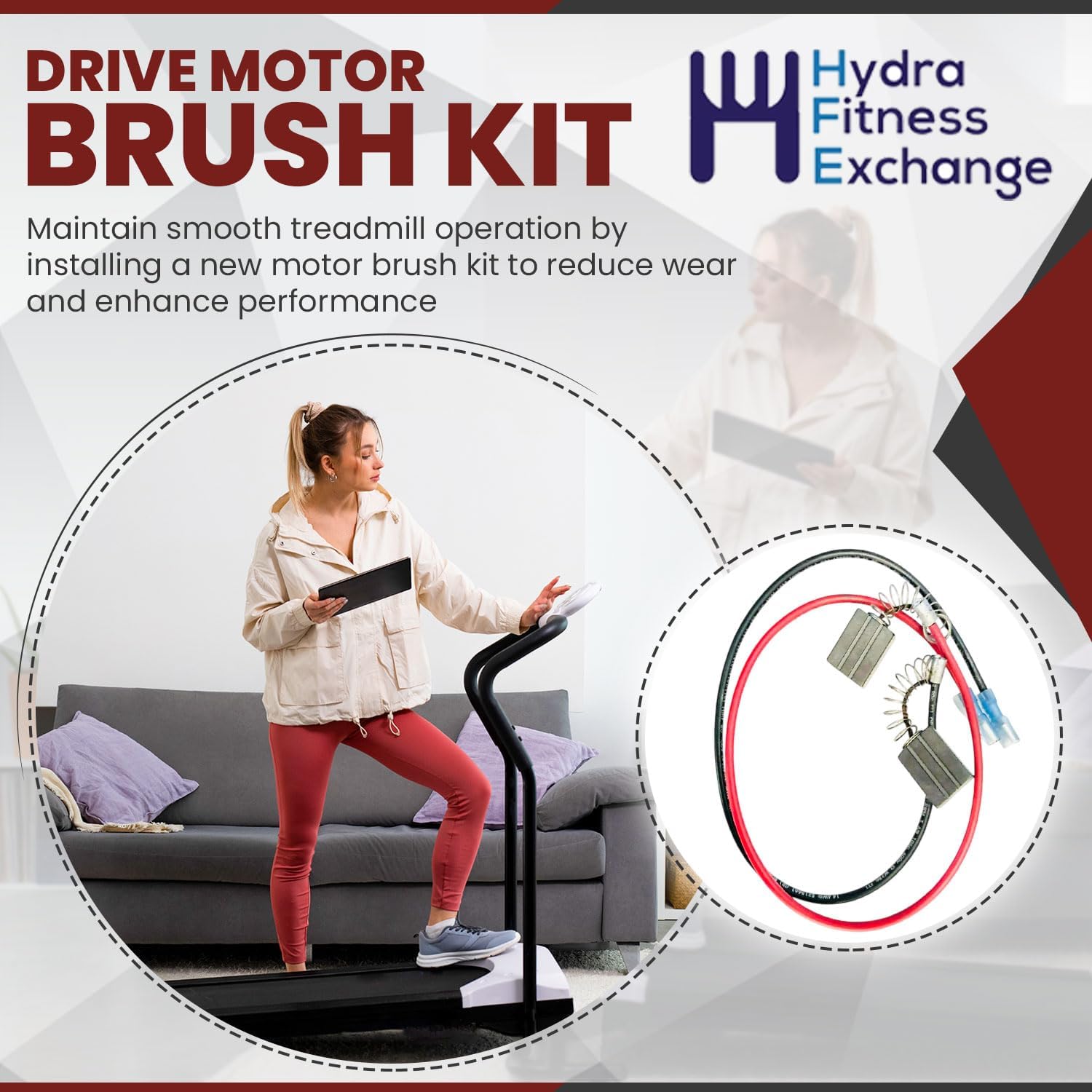 Mcmillan SK-18553 Treadmill Motor Carbon Brush Kit – High-Speed DC Drive Motor Brushes, Reduces Heat, Replaceable Power Tool Brushes Compatible with PaceMaster, Cybex, Precor, Life Fitness