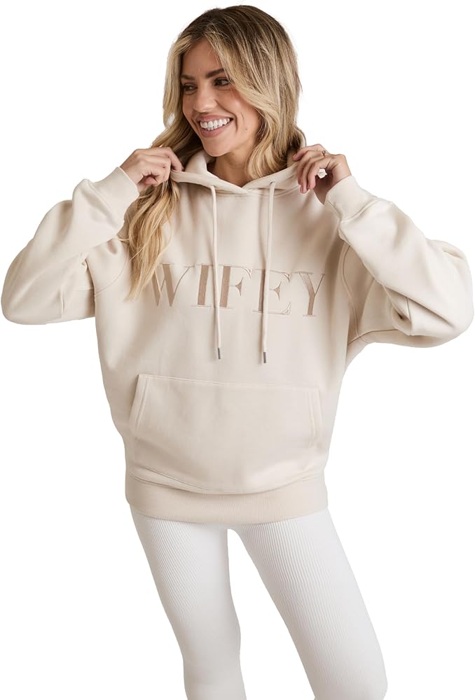 Amazon.com: Six Stories | Oversized Wifey Embroidered Hoodie in