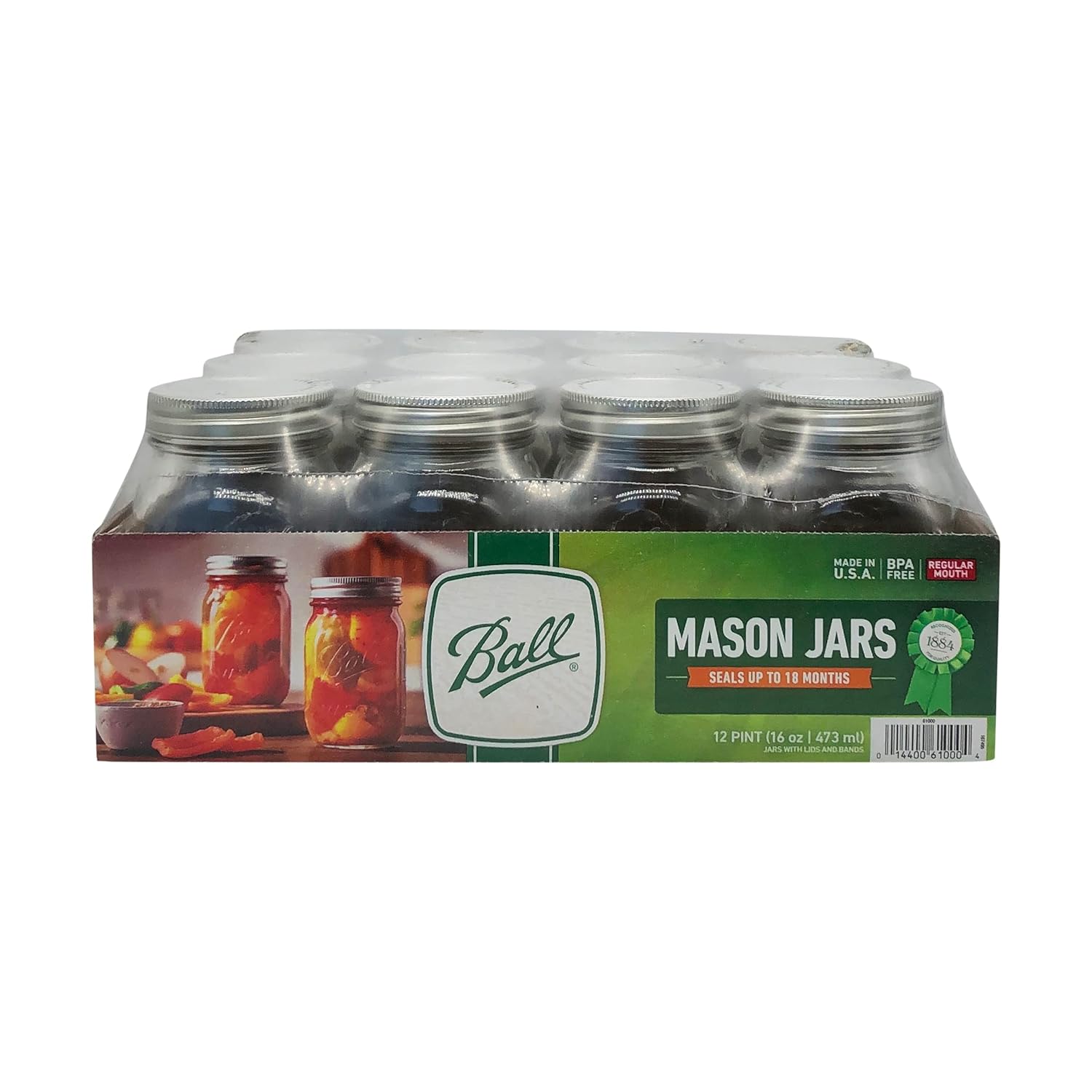 Buy Ball Pint Jar, Regular Mouth, Set of 12, (16 oz) Online at Low