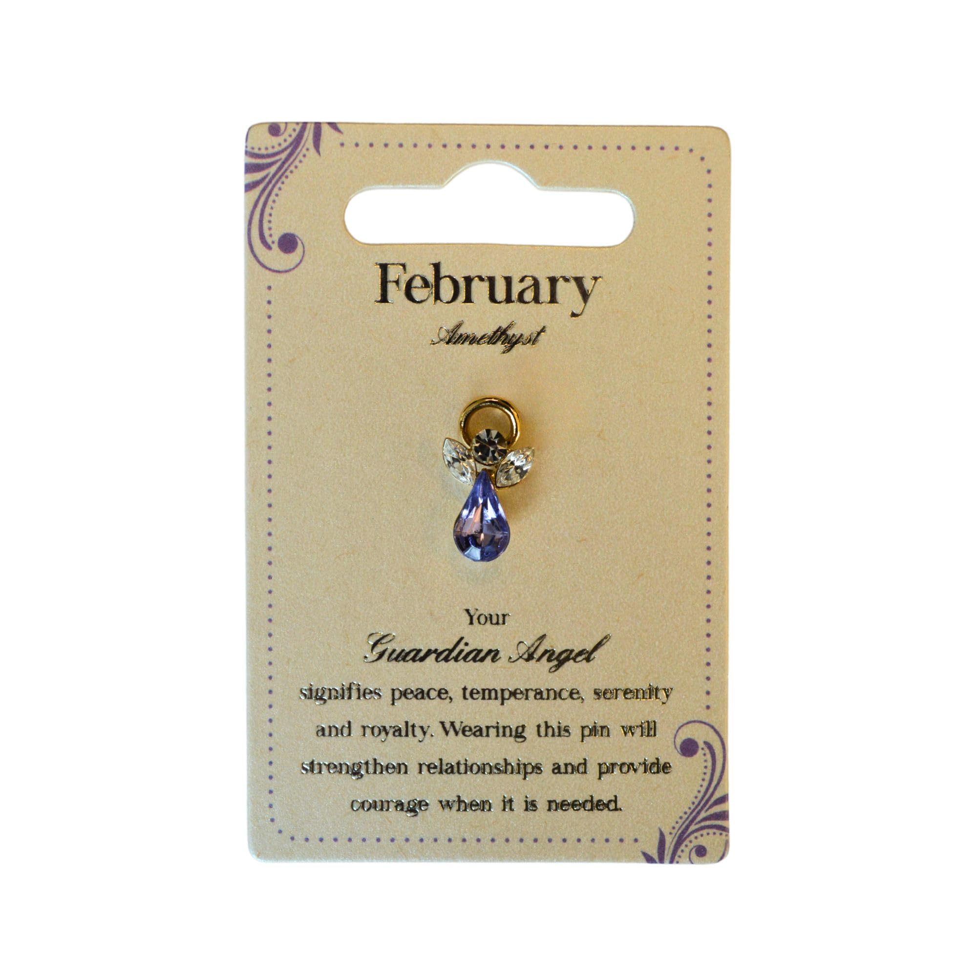 Guardian Angel February Birthstone Angel Pin With Gem Stone Sentimental Gift Idea