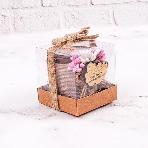 Vista 120 de HTF - Juego de 10 portavelas de madera para decoración de baby shower, regalos de revelación de género, portavelas de madera para baby shower Marrón