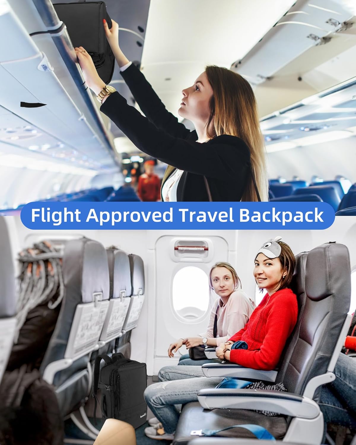 Large Travel Backpack for Men Women, 40L Carry On Backpack Flight Approved, 17.3 Inch Laptop Backpack, TSA Water Resistant Business Weekender Luggage Personal Item Bag - Image 3