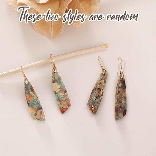 Miniatura 5 de MJartoria Aretes de piedra para mujer, aretes colgantes vintage de moda, aretes de gota, aretes llamativos, joyería de regalo