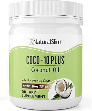 NaturalSlim Coconut Oil with CoQ10 - MCT Oil Organic Coconut Oil for Baking, Mixing with Shake, Smoothies, Coffee, or Ingest Directly - Supports Energy, Metabolism and Immune System Fresh Flavor