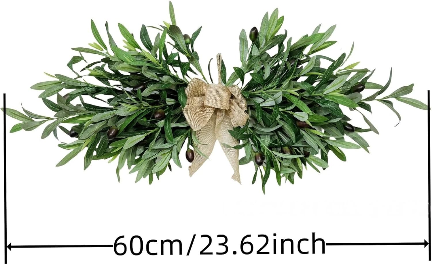 Artificial Simulation of Olive Horn Flower Wreath with Green Plants