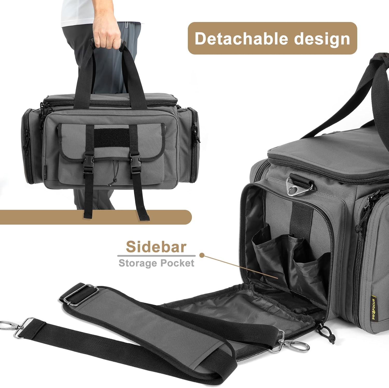 PROFOCUS Large Range Bag -Tactical 4+ Pistol Case with Lockable Zippers for Shooting Range Outdoor Hunting Revolver Bag Gun Carrying Case for pistol(GREY)