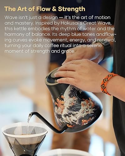 Miniatura 4 de Cocinare FLOW M9 - Hervidor eléctrico de cuello de cisne, control de temperatura de  1  para café y té, interior de acero inoxidable, calentamiento