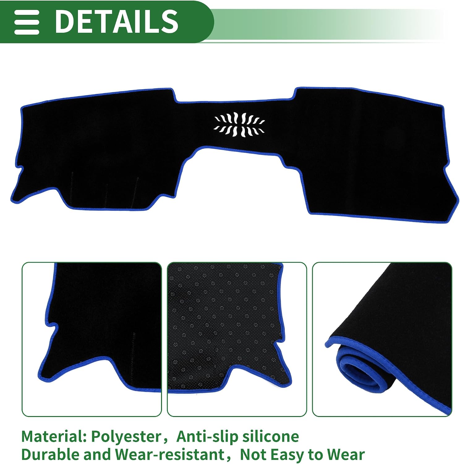 Motoforti Dash Cover, Non-Slip Dashboard Carpet Mat for Mazda CX-30 20-22, Polyester, Black Blue