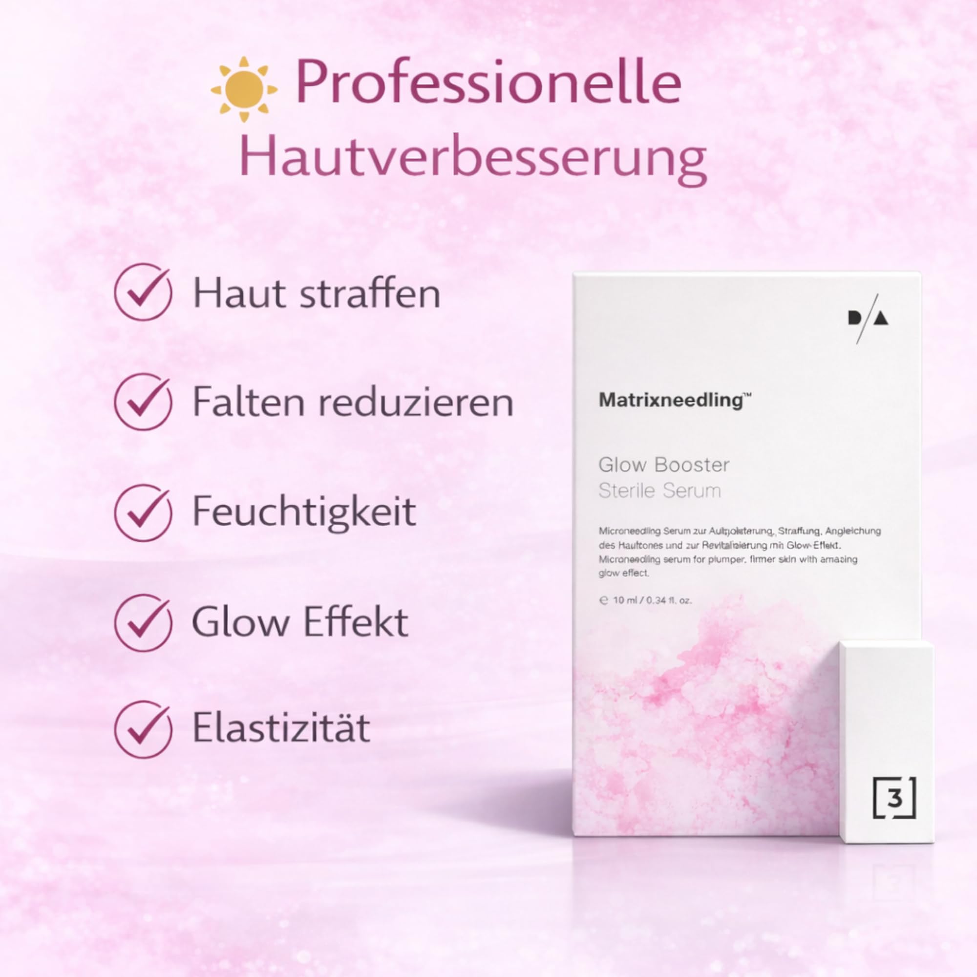 Matrixneedling™ Glow Booster Serum | 3-fach Hyaluron + DMAE | Steriles Microneedling Serum für BB Glow & Dermapen | Anti Aging, Feuchtigkeit, Hautstraffung, Glow Effekt, professionelle Anwendung