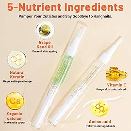 2PCS Cuticle Oil Pens for Nail Care,Cuticle Revitalizer Oil Pen with Soft Brush,Cuticle Oil to Prevent Nail Cracking and Dry (Lily & Apple Flavor)