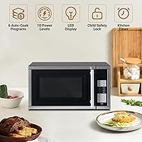 Vista 2 de Microondas pequeñas de 0.7 pies cúbicos compactas de 700 W, 6 menús automáticos con cocina Express de un solo toque, bloqueo para niños