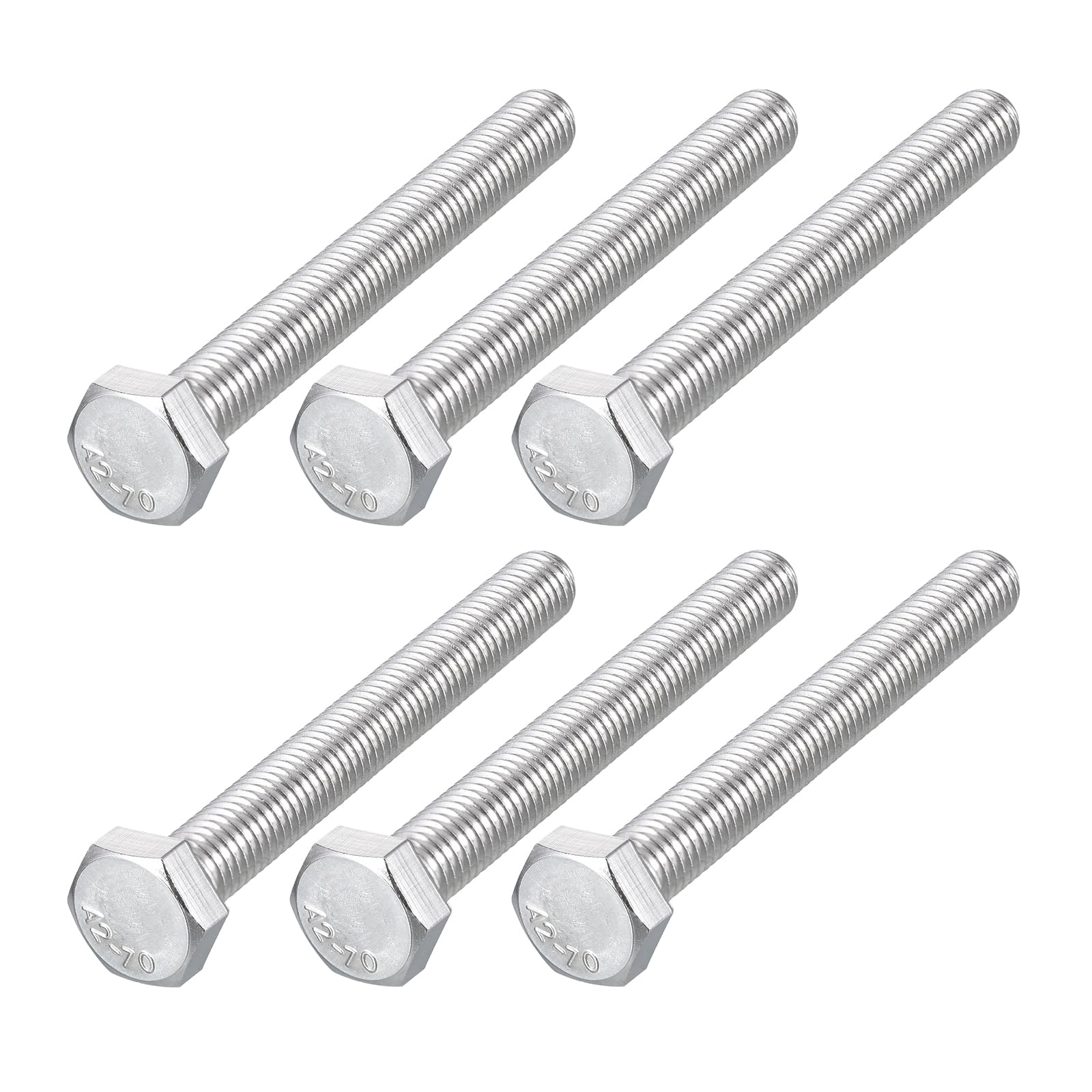 METALLIXITY Hex Bolts (M8-1.25x70mm) 6Pcs, 304 Stainless Steel Coarse Fully Threaded Hex Head Screw Bolt Machine Screws