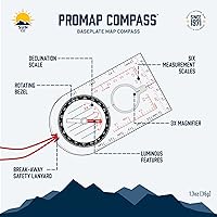 Vista 6 de Sun Company ProMap Compass - Brújula de mapa de placa base ultraligera con escala de declinación - Brújula de placa base de orientación precisa