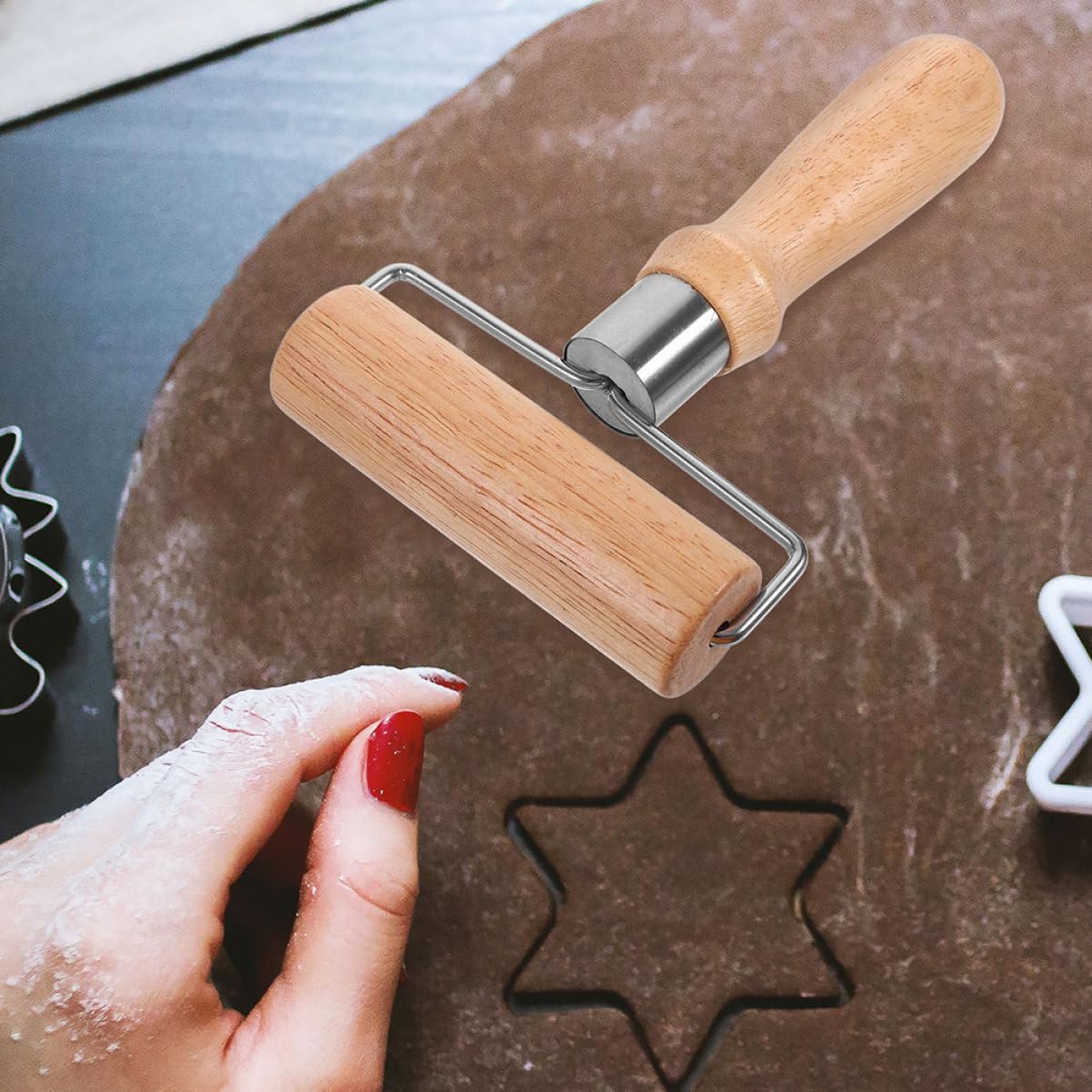 TOPBATHY 5piezas Rodillo De Madera Para Repostería y Pizza Herramienta De Cocina Para Amasar Masa De Postres Rodillo De Cocina De Gran Para Hornear y Cocinar Casa