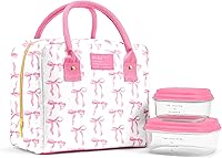 Vista 17 de Fit & Fresh Bloomington - Lonchera grande aislada para trabajar con contenedores, resistente a las manchas, cierre de cremallera, pequeñas flores