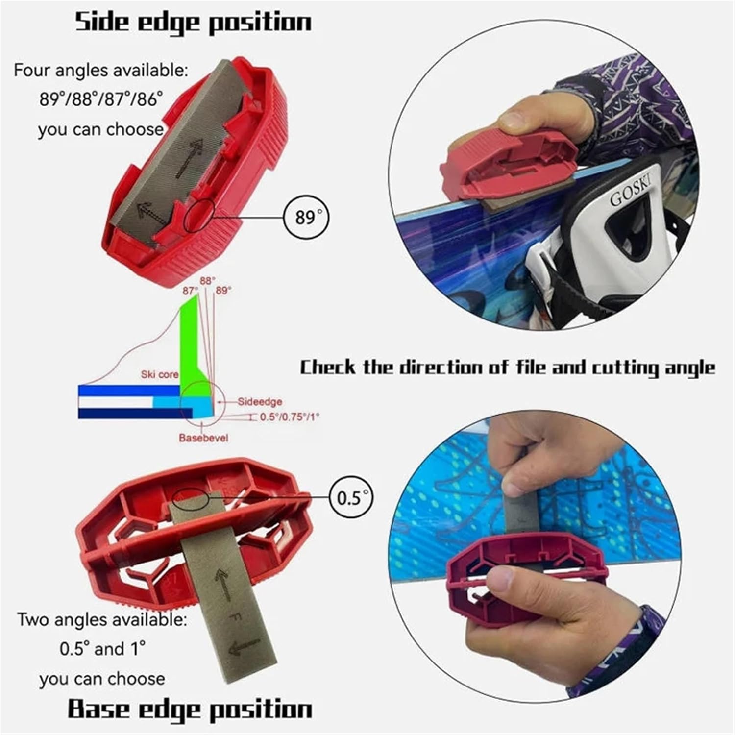 Snowboard Edge Sharpener Ski Snowboard Edge Sharpener & Bevel Tuning Kit, Trimmer Repair Tool