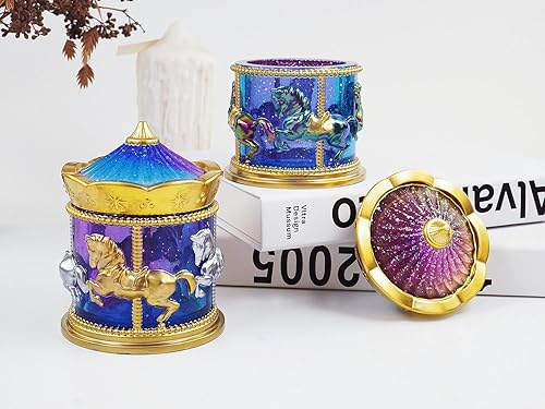 Miniatura 5 de XXKJSJJQ Moldes de silicona para frascos de resina, molde de resina de carrusel con tapas, moldes de resina de silicona para caja de almacenamiento